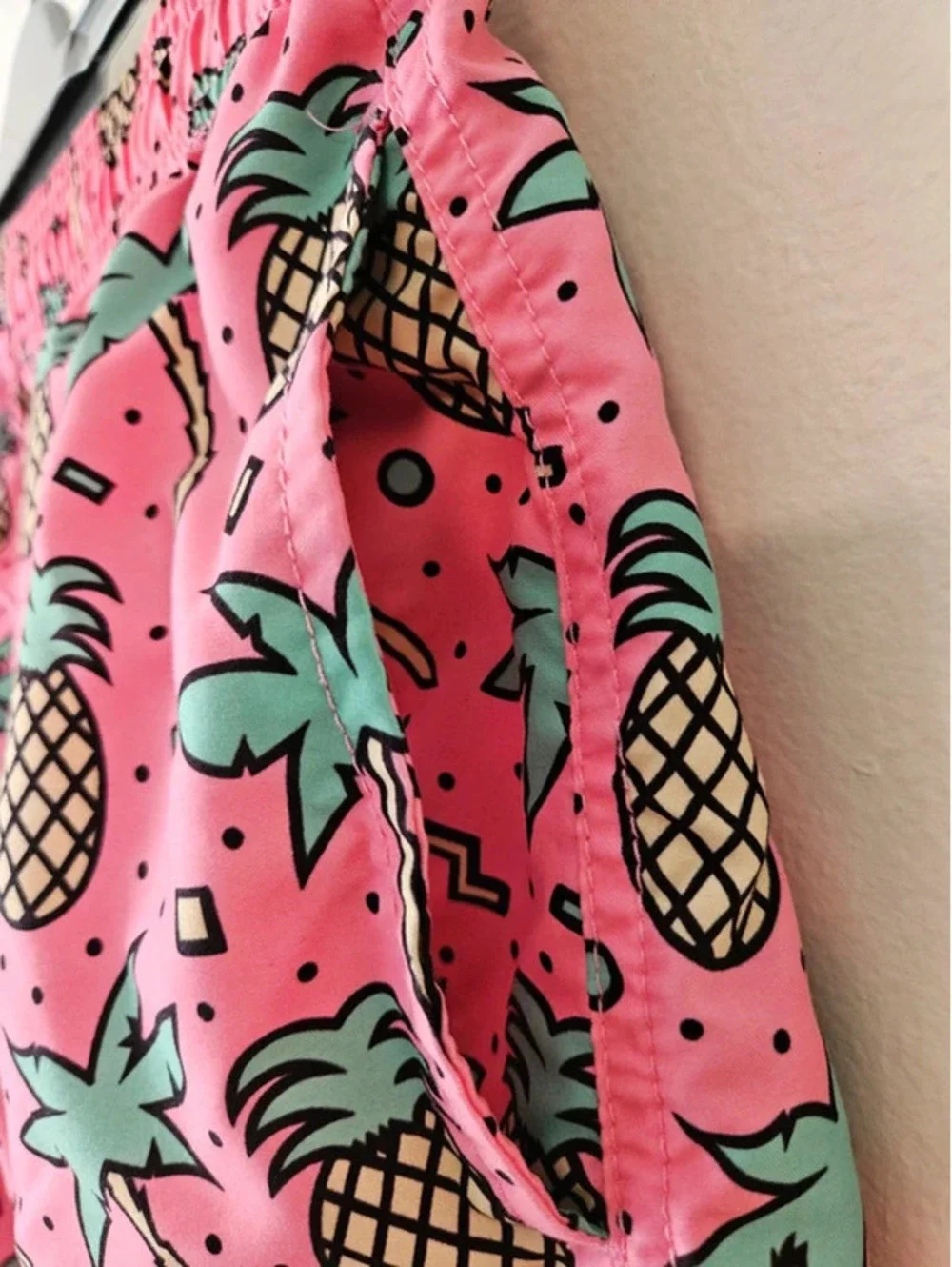Maamgic small pink swim trunks funky tropical Cabanacore retro 90s beachwear